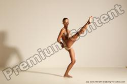 Underwear Gymnastic poses Woman White Moving poses Slim long blond Dynamic poses Academic